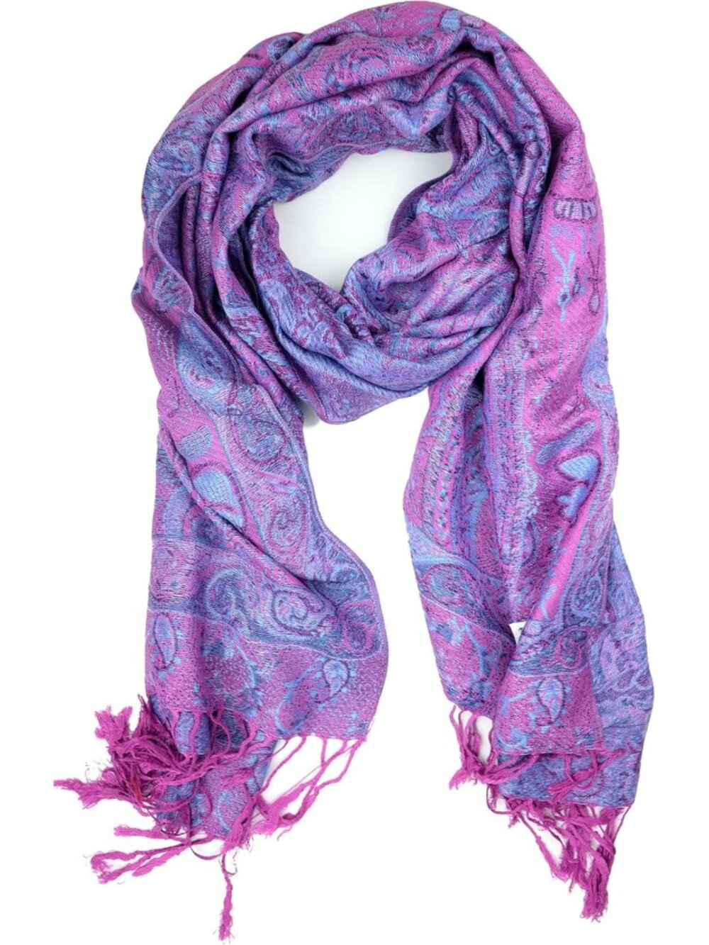 Ethnic Paisley Pattern Pashmina Shawl Wrap Scarf with Fringes for Women